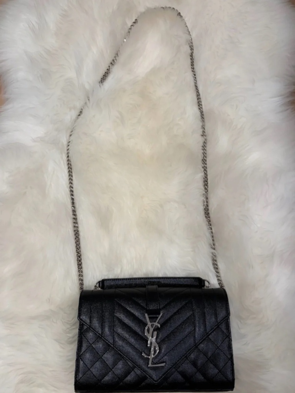 Envelope Triquilt Small YSL Shoulder Bag in Grained Leather